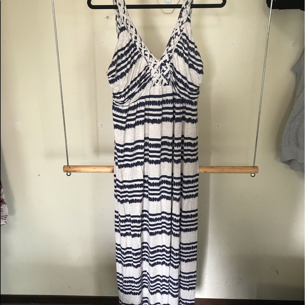 Blue and cream maxi dress